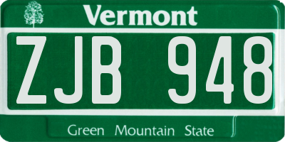VT license plate ZJB948
