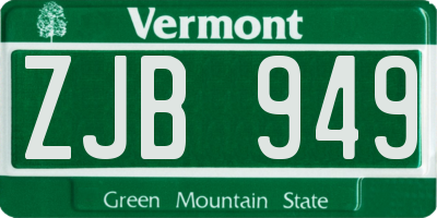 VT license plate ZJB949