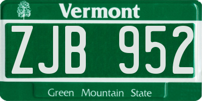 VT license plate ZJB952