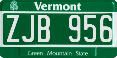 VT license plate ZJB956