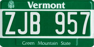 VT license plate ZJB957