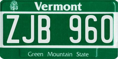 VT license plate ZJB960