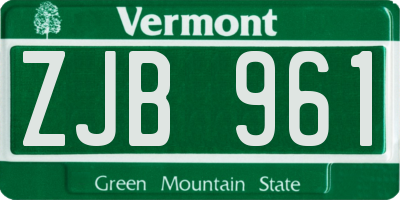 VT license plate ZJB961