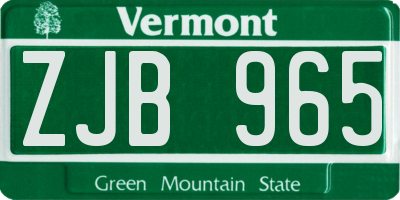 VT license plate ZJB965