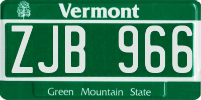VT license plate ZJB966