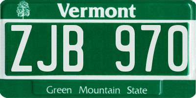 VT license plate ZJB970