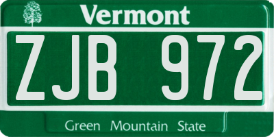 VT license plate ZJB972