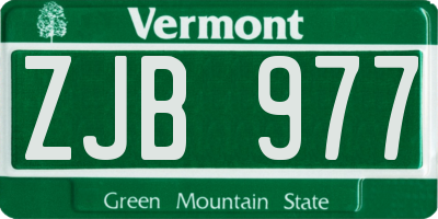 VT license plate ZJB977