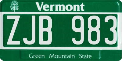 VT license plate ZJB983