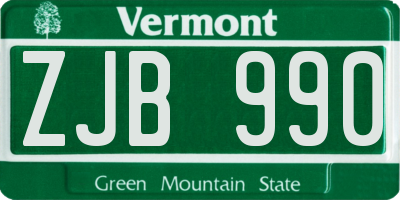 VT license plate ZJB990