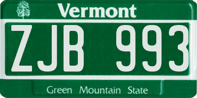 VT license plate ZJB993