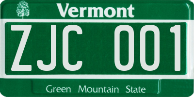VT license plate ZJC001