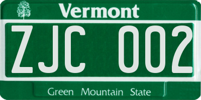 VT license plate ZJC002