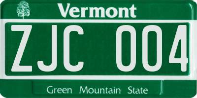 VT license plate ZJC004