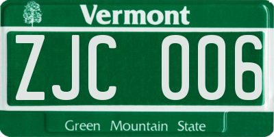 VT license plate ZJC006