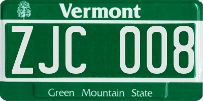 VT license plate ZJC008
