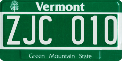 VT license plate ZJC010