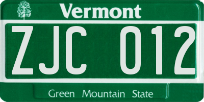 VT license plate ZJC012
