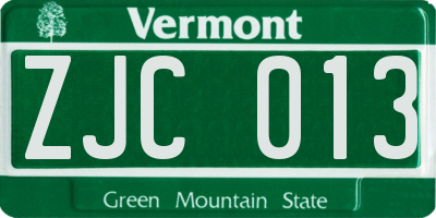 VT license plate ZJC013