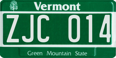 VT license plate ZJC014