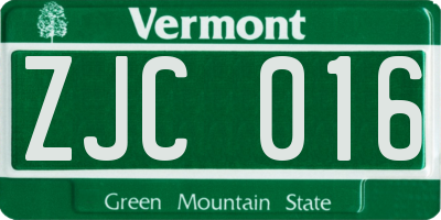 VT license plate ZJC016