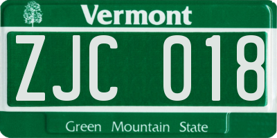 VT license plate ZJC018