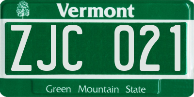 VT license plate ZJC021