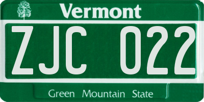VT license plate ZJC022
