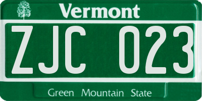 VT license plate ZJC023