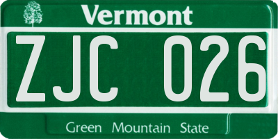 VT license plate ZJC026