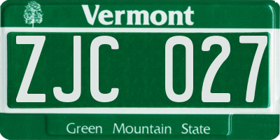 VT license plate ZJC027