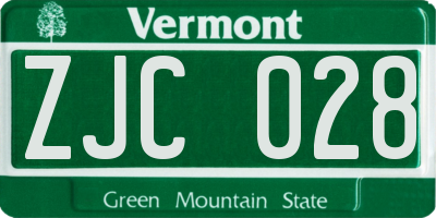 VT license plate ZJC028