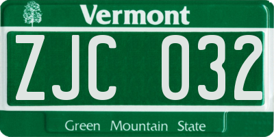 VT license plate ZJC032