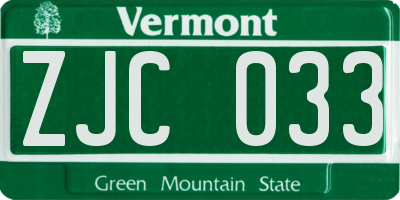 VT license plate ZJC033