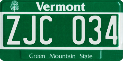 VT license plate ZJC034