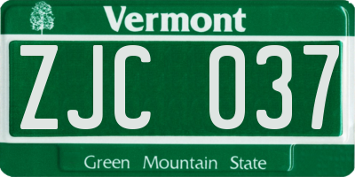 VT license plate ZJC037