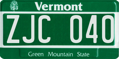 VT license plate ZJC040