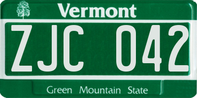 VT license plate ZJC042