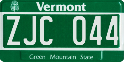 VT license plate ZJC044