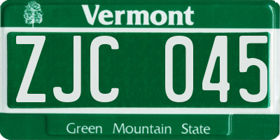 VT license plate ZJC045