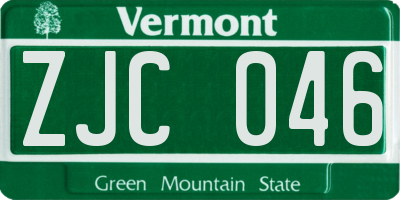 VT license plate ZJC046