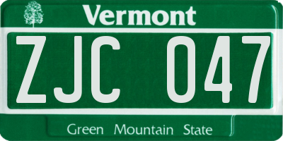 VT license plate ZJC047