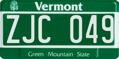 VT license plate ZJC049