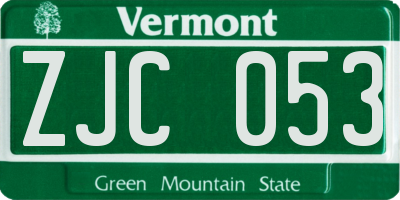 VT license plate ZJC053