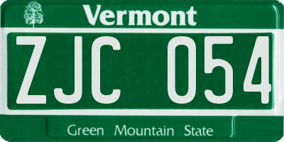 VT license plate ZJC054