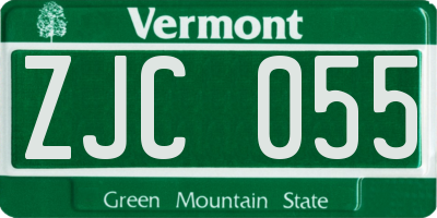 VT license plate ZJC055