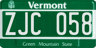 VT license plate ZJC058