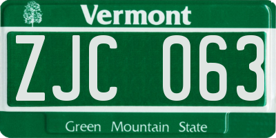 VT license plate ZJC063