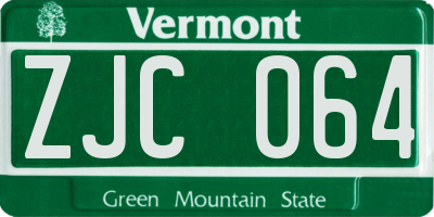 VT license plate ZJC064
