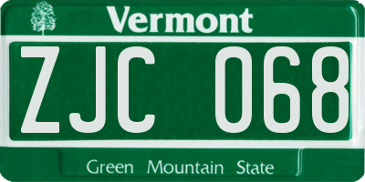 VT license plate ZJC068